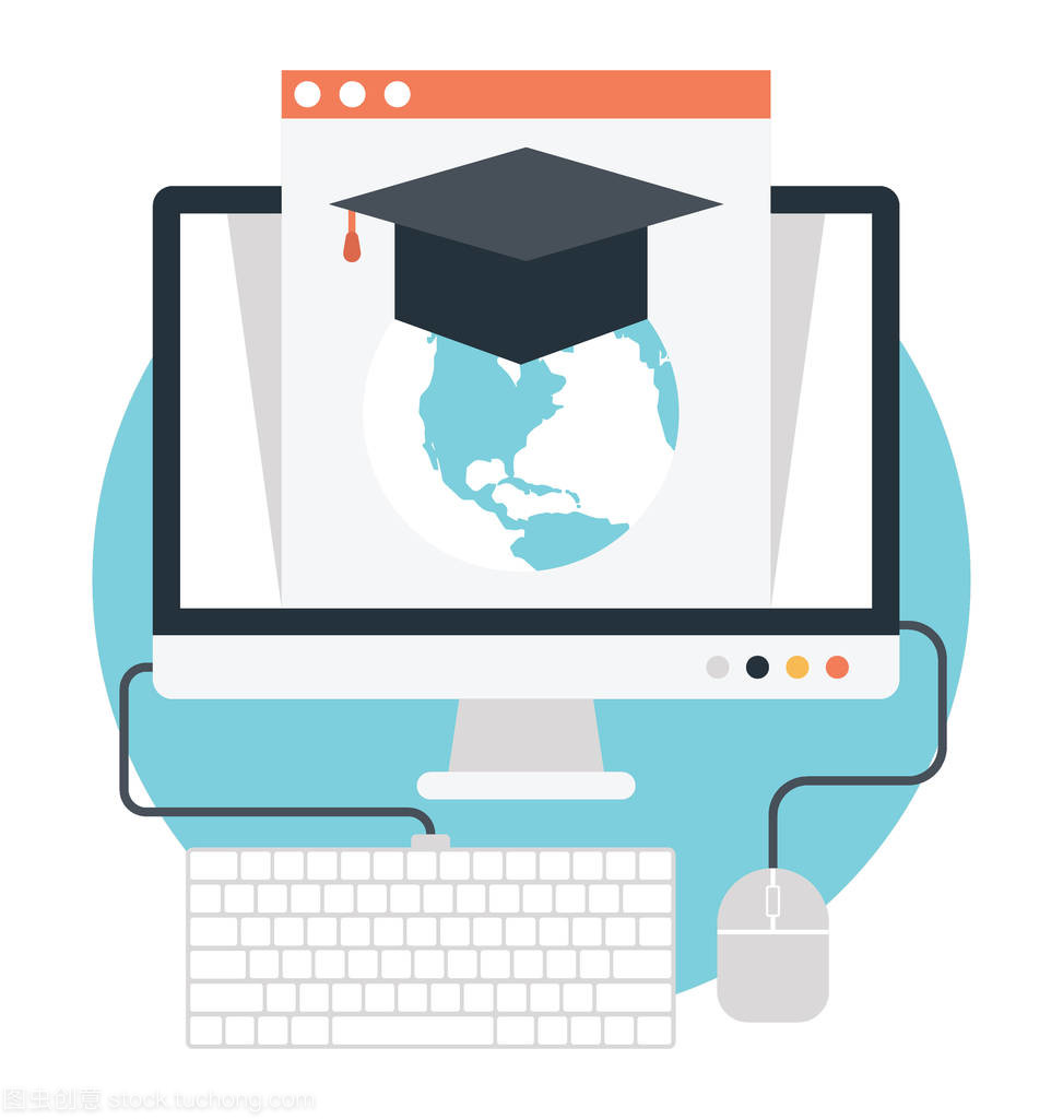 電子教學平面圖標 網(wǎng)絡教育學習技術理念的視覺表達